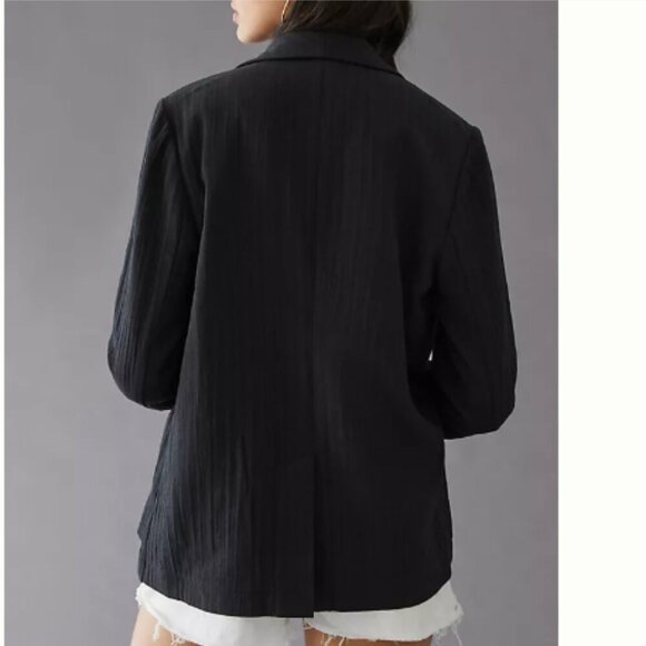 Anthropologie Daniel Rainn Double-Breasted Blazer Black Floral Lining size M - Picture 2 of 13